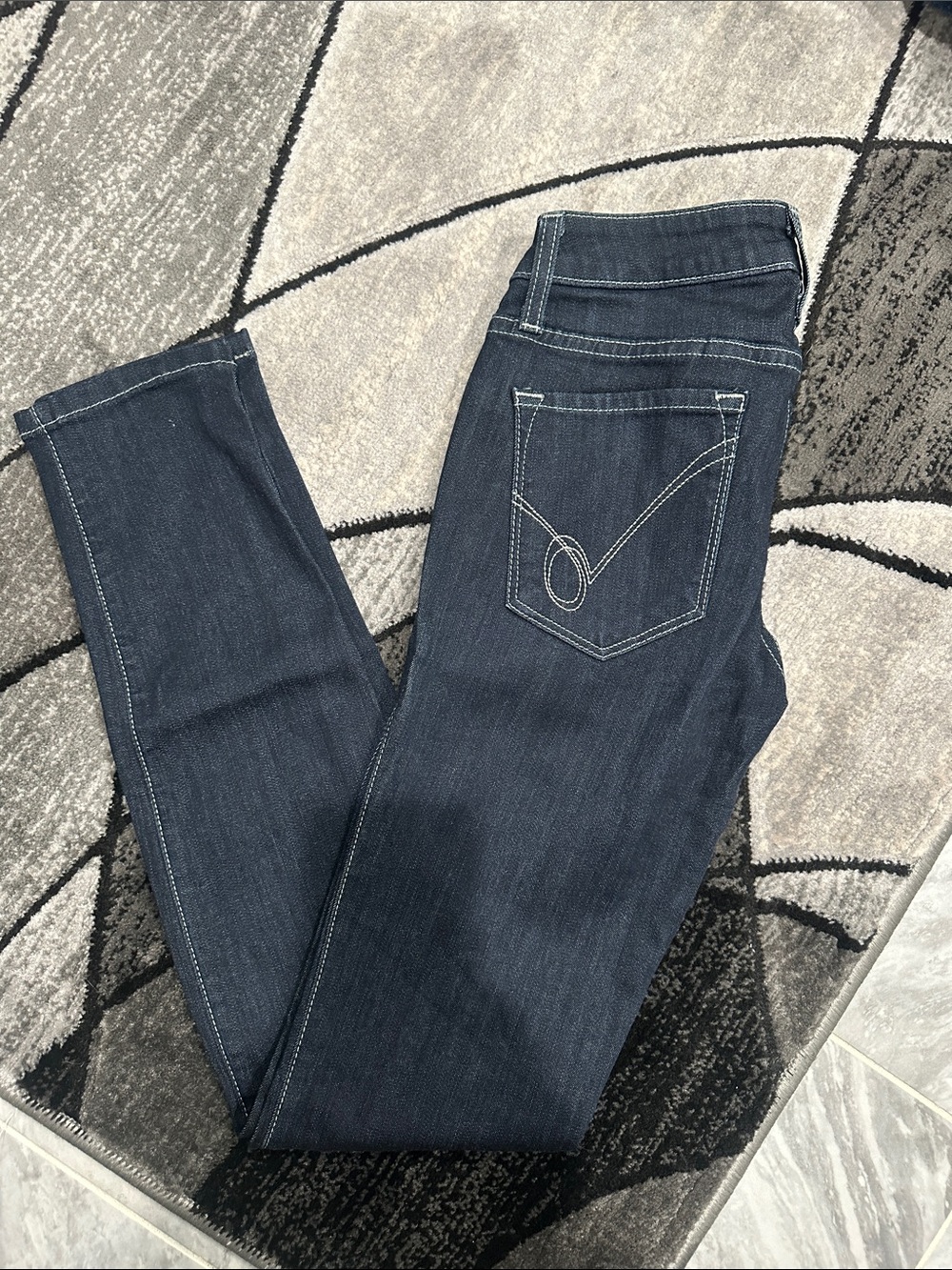 bebe Dark Blue Skinny Jeans low rise with Contrast Stitching